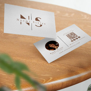 Cartão De Visita Código QR Profissional de Fotografia Minimalista M