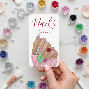 Cartão De Visita Código QR Profissional de Manicure de Salão de Unh