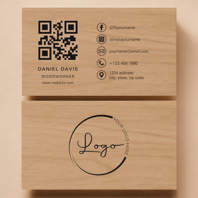Cartão De Visita Código QR Profissional de Marceneiro (Criador carregado)