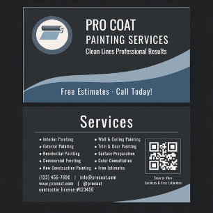 Cartão De Visita Código QR Profissional de Pintor de Pintura 