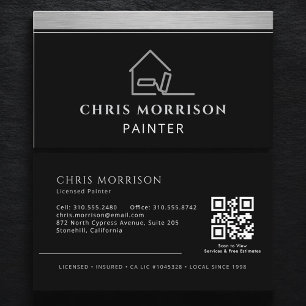 Cartão De Visita Código QR Profissional de Pintor Moderno Elegante