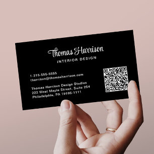 Cartão De Visita Código QR profissional de script de na moda