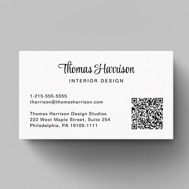 Cartão De Visita Código QR profissional de script de na moda (Capture attention, make connections, and leave a lasting impression with our modern QR business card)