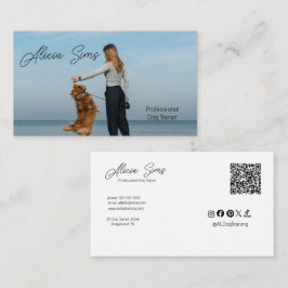 Cartão De Visita Código QR Profissional de Treinador de Cães Person