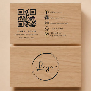 Cartão De Visita Código QR Profissional Empresa de Construção em Ma
