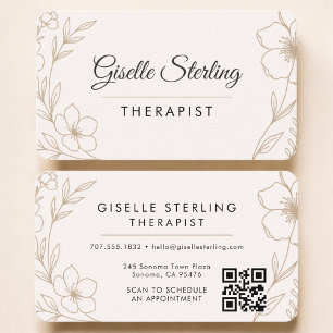 Cartão De Visita Código QR Profissional Florista Botânico Terapeuta