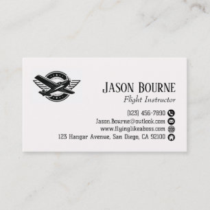 Cartão De Visita Código QR Profissional Funcionário Avião Piloto 