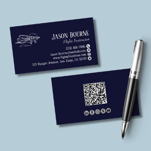 Cartão De Visita Código QR Profissional Funcionário da Aviação Azul