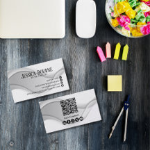Código QR Profissional Minimalista Branco Prata