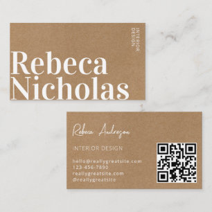 Cartão De Visita Código Qr profissional minimalista do papel modern