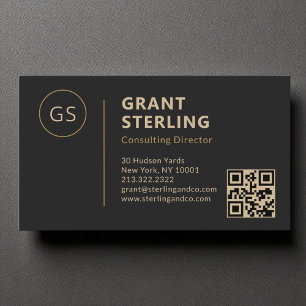 Cartão De Visita Código QR profissional minimalista Dourado de luxo
