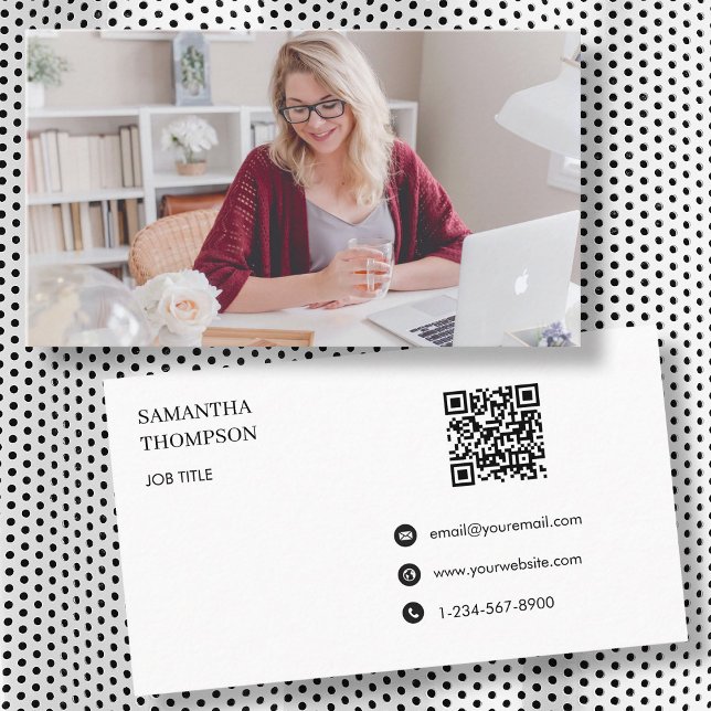 Cartão De Visita Código QR profissional mínimo e simples moderno (Modern Simple Minimal Professional QR Code Business Card)
