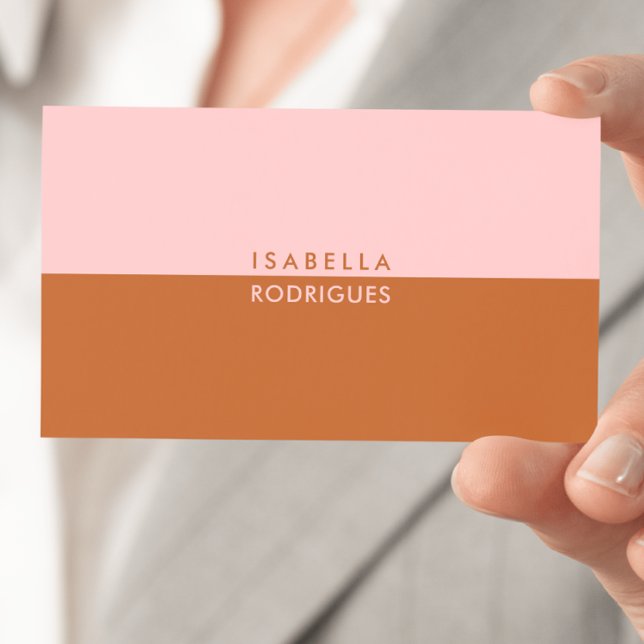 Cartão De Visita Código QR profissional mínimo moderno rosa (Front side of card shown in 3.5 x 2.0 inch, add your title, details and QR Code on the backside.)