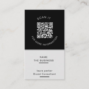 Cartão De Visita Código QR Profissional Mínimo Promoção Escaneável