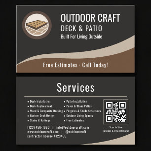 Cartão De Visita Código QR Profissional para Deck & Pátio