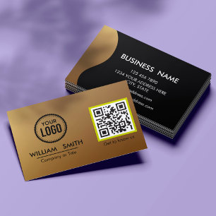 Cartão De Visita Código QR profissional preto mínimo moderno Dour