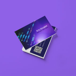 Cartão De Visita Código QR profissional técnico de software roxo ún