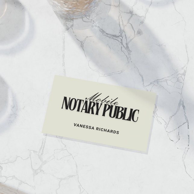 Cartão De Visita Código QR público notário branco e bege para portá (Criador carregado)