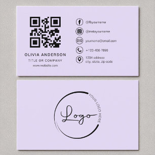 Cartão De Visita Código QR Puro Lilac Moderno Profissional