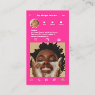 Cartão De Visita Código QR rosa da Grade de Fotografias do Skincare