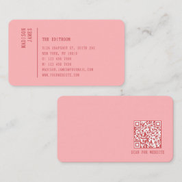 Cartão De Visita Código QR Rosa Minimalista Moderno Simples