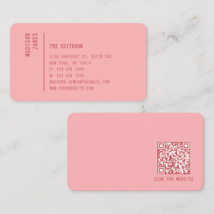 Cartão De Visita Código QR Rosa Minimalista Moderno Simples