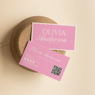 Cartão De Visita Código QR Rosa Retro Luxuoso Vintage Dinheiro Anti