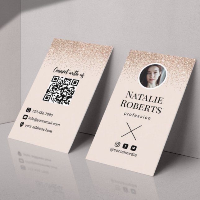 Cartão De Visita Código QR Rosa Rosa para Mídia Social Adicionar a  (Criador carregado)