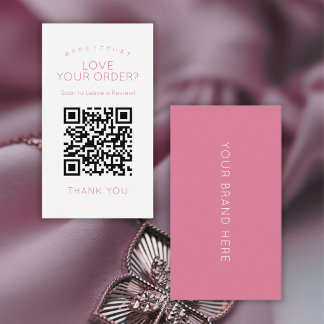 Cartão De Visita Código QR Rosa Simples Deixe uma Avaliação