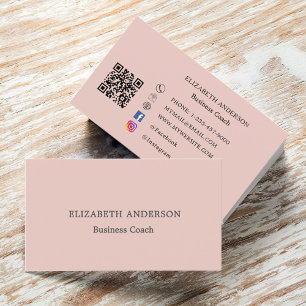 Cartão De Visita Código qr rosa social media