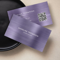 Código QR roxo de metal escovado profissional meia