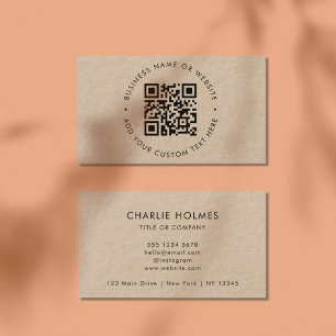 Cartão De Visita Código QR   Rustic Kraft Modern Na moda Professio
