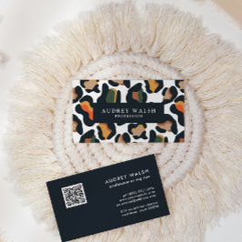 Cartão De Visita CÓDIGO QR Safari Pele Animal Pele-leopardo