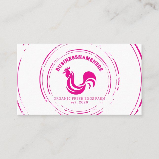 Cartão De Visita Código QR Simples de Frango Branco Rosa (Frente)