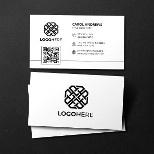 Cartão De Visita Código QR simples de logotipo moderno Genérico bra