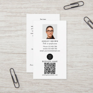 Cartão De Visita Código QR simples foto do realeador profissional 