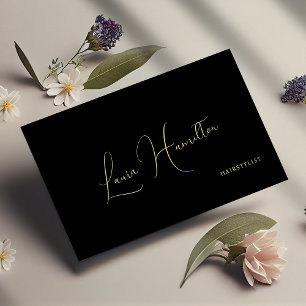 Cartão De Visita Código QR simples, minimalista e preto de ouro mod