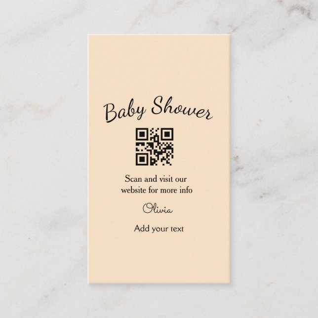 Cartão De Visita Código QR simples para chá de bebê rosa adicionar  (Frente)
