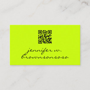 Cartão De Visita Código qr simples verde neon