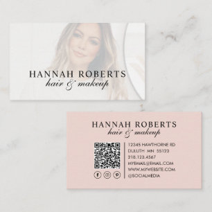 Cartão De Visita Código QR Social de Foto de Cabelo e Maquiagem em 