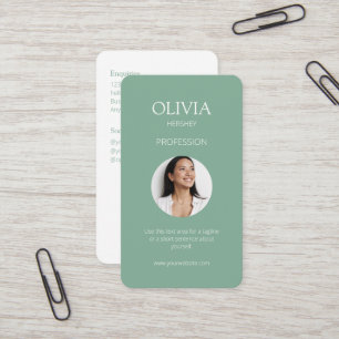 Cartão De Visita Código QR Social de Foto Verde de Seafoam