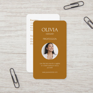 Cartão De Visita Código QR Social de Foto White / Terracotta