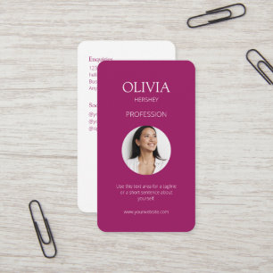 Cartão De Visita Código QR Social de Fotografia Burgundy