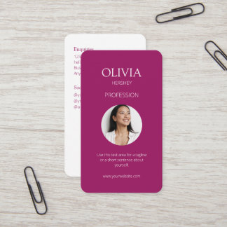 Cartão De Visita Código QR Social de Fotografia Burgundy