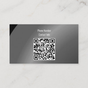 Cartão De Visita Código Qr Sombreado Moderado de Neat Preto Modern