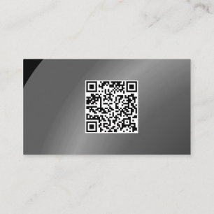 Cartão De Visita Código Qr Sombreado Moderado de Neat Preto Modern