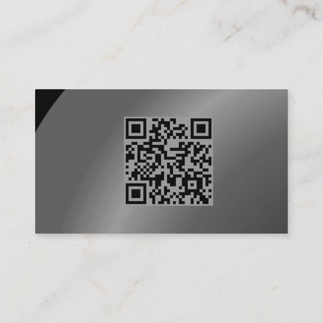 Cartão De Visita Código Qr Sombreado Moderado de Neat Preto Moderno (Verso)