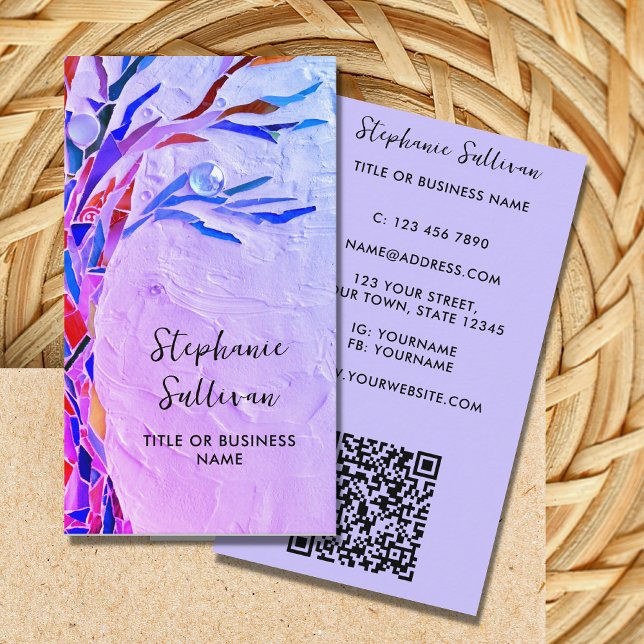 Cartão De Visita Código QR Sua Profissão Roxo (Criador carregado)