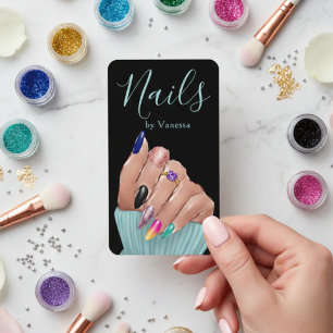 Cartão De Visita Código QR Técnico de Unhas Moderno Salão de Arte d