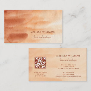 Cartão De Visita Código QR Terracota Fundo Simples Aquarela